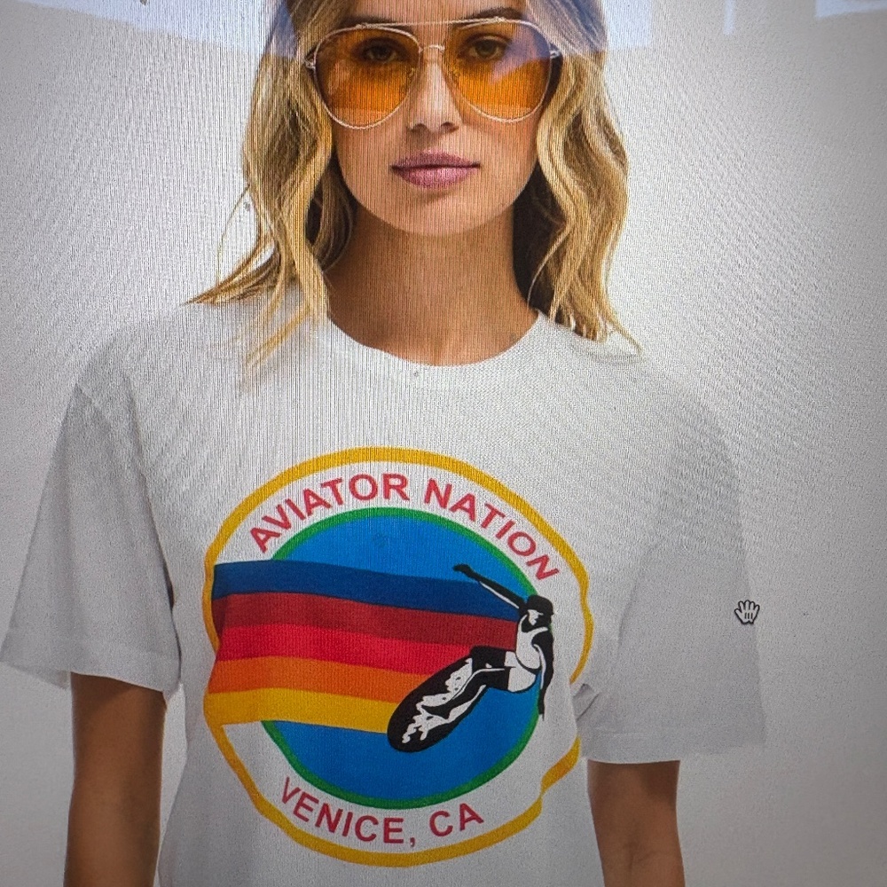 Aviator Nation XS Boyfriend White Tee